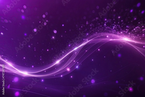 Digital Purple Particles Wave And Light Abstract Background, created by ai generated