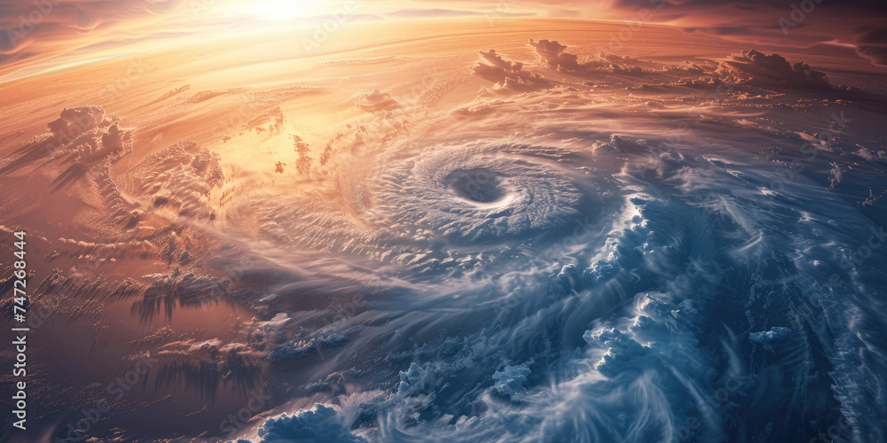 Super Typhoon, tropical storm, twister in stormy sky, view from the space