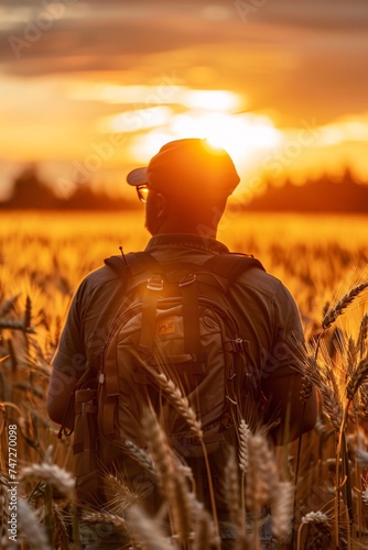 Sunset Vibes A Backpacker's Journey Through the Golden Fields Generative AI © Bipul Kumar