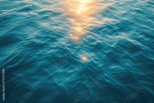 Aerial view capturing the serene reflections of the sun on a calm water surface, embodying tranquility and the beauty of simplicity in nature, Peaceful water textures under the morning sun