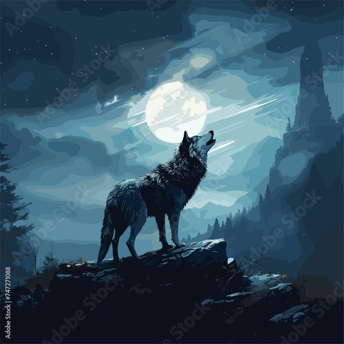 wolf howling at the moon