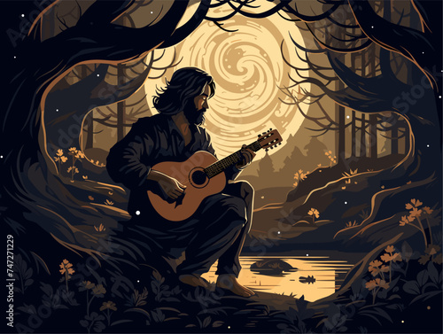 a guitar player in a relaxed environment