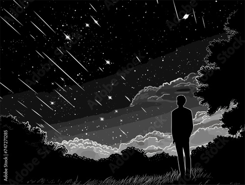 person watching the night sky