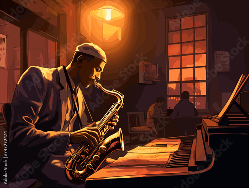 saxophone player in the night
