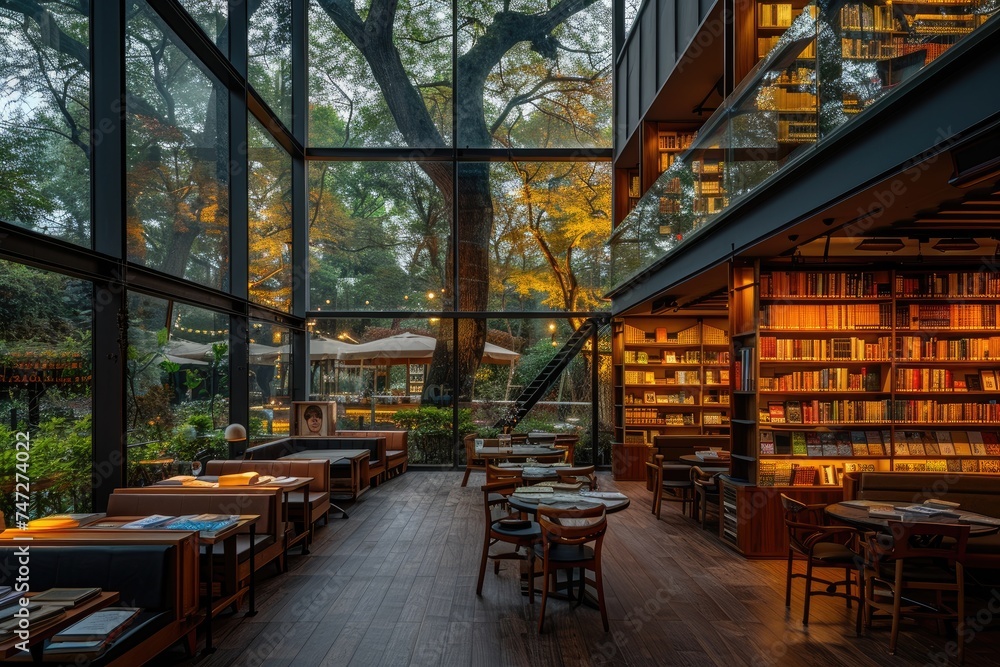 A modern bookshop with welcoming atmosphere and cozy professional photography
