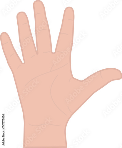 hand isolated on transparent background. child hand with five fingers doing high five. vector illustration of human hand