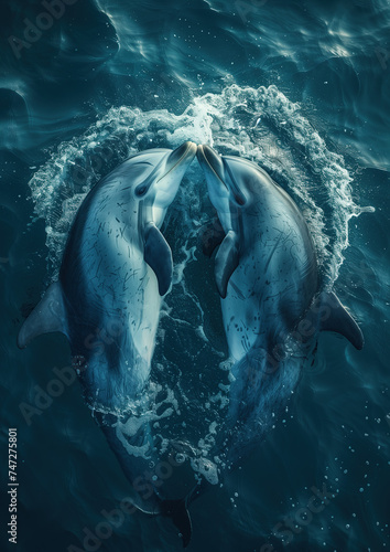Two Dolphins Forming a Heart Shape.