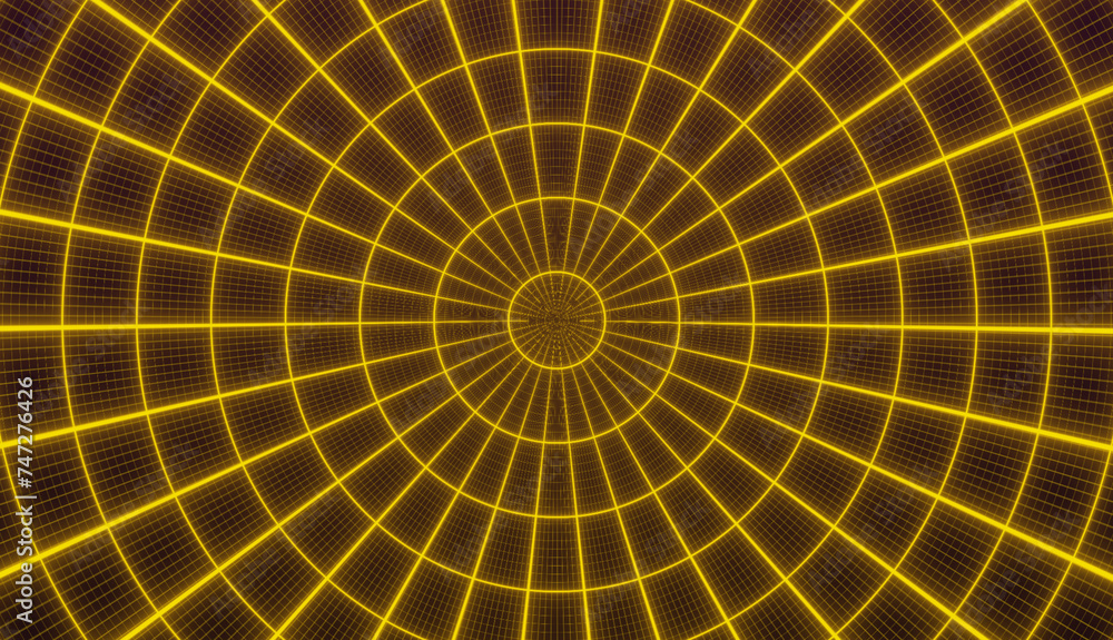 A futuristic 3D illustration featuring a dynamic pattern of circles and ...