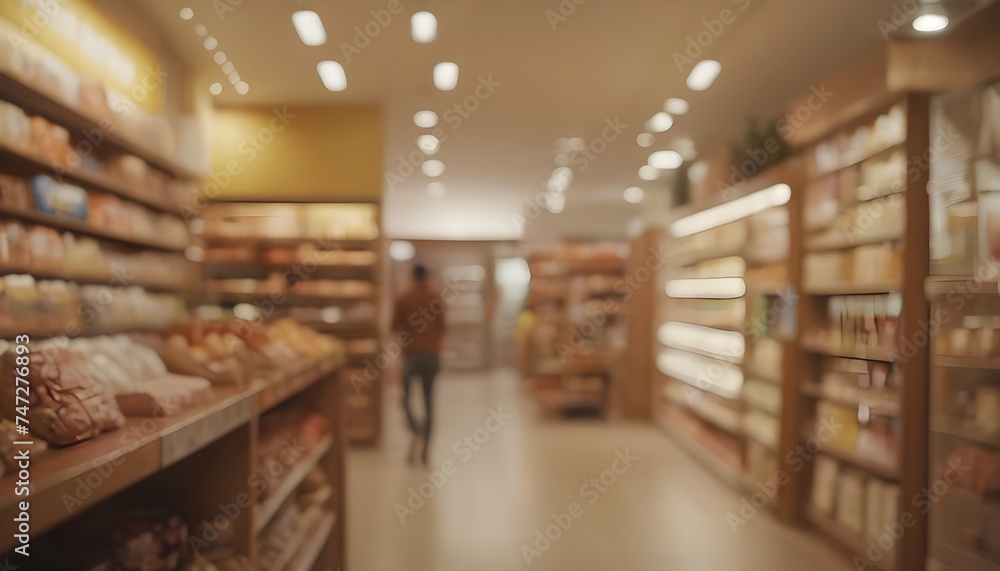Blurred images of avm shop interior background and lighting bokeh