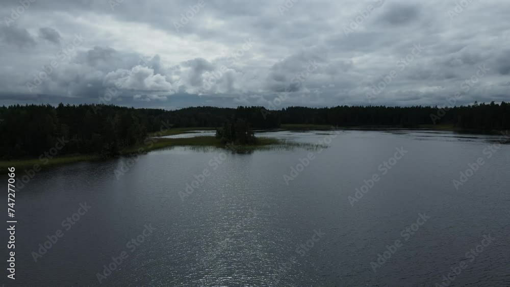 Drone flight over a Swedish forested seascape Drone flight over a Swedish forested seascape
