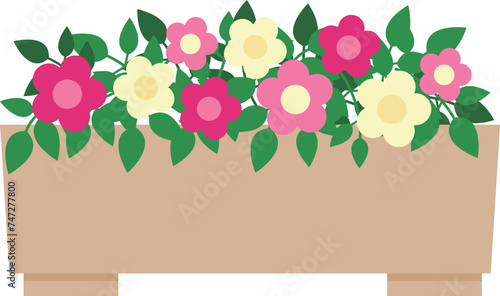 プランターに入ったピンク色の花のイラスト