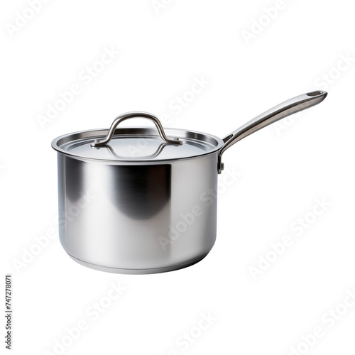 stainless steel pan with handle, png, 