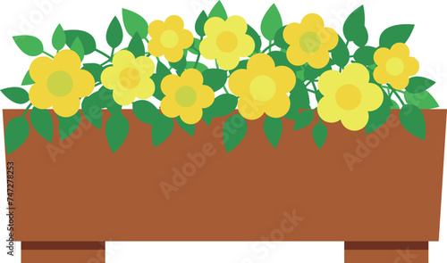 プランターに入った黄色の花のイラスト