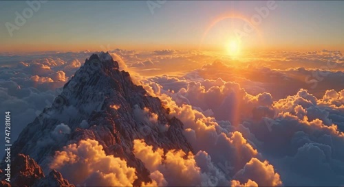 sunrise view of snowy mountains footage photo