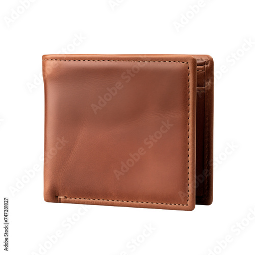 brown leather wallet isolated white, png