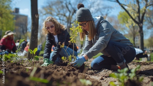 Earth Day community tree planting event, global activism 