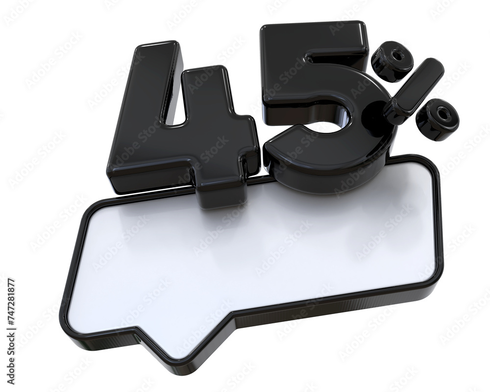 45 percentage Promotion Label Black 3D 