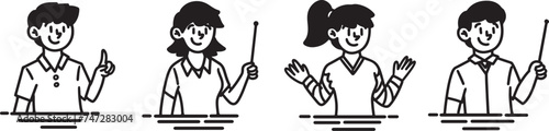 line art of people for teaching class and academic.