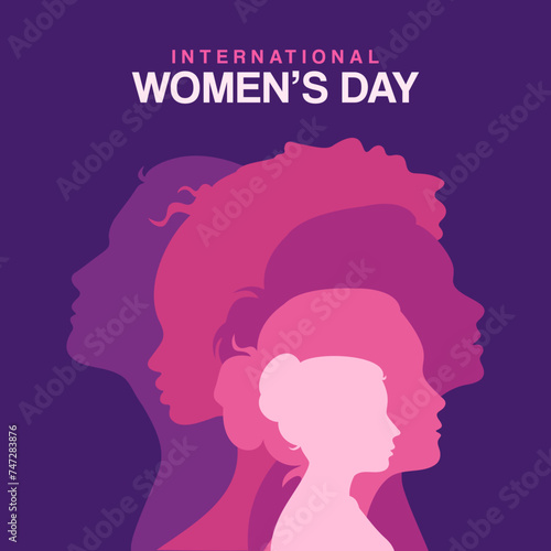 International Women's Day template, social media post, vector, IWD, banner, poster, card, logo, silhouette, illustration, design for Women's day wishes, greeting card, web, flyer, 8th March © Rajan