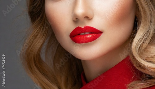 portrait of a woman with focus on red lips