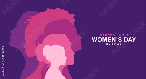 IWD, International Women's Day template, vector, banner, poster, card, logo, silhouette, illustration, design for Women's day wishes, greeting card, web, flyer, social media post, 8th March © Rajan