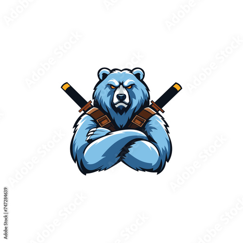 POLAR BEAR USING SWORD MASCOT LOGO VECTOR