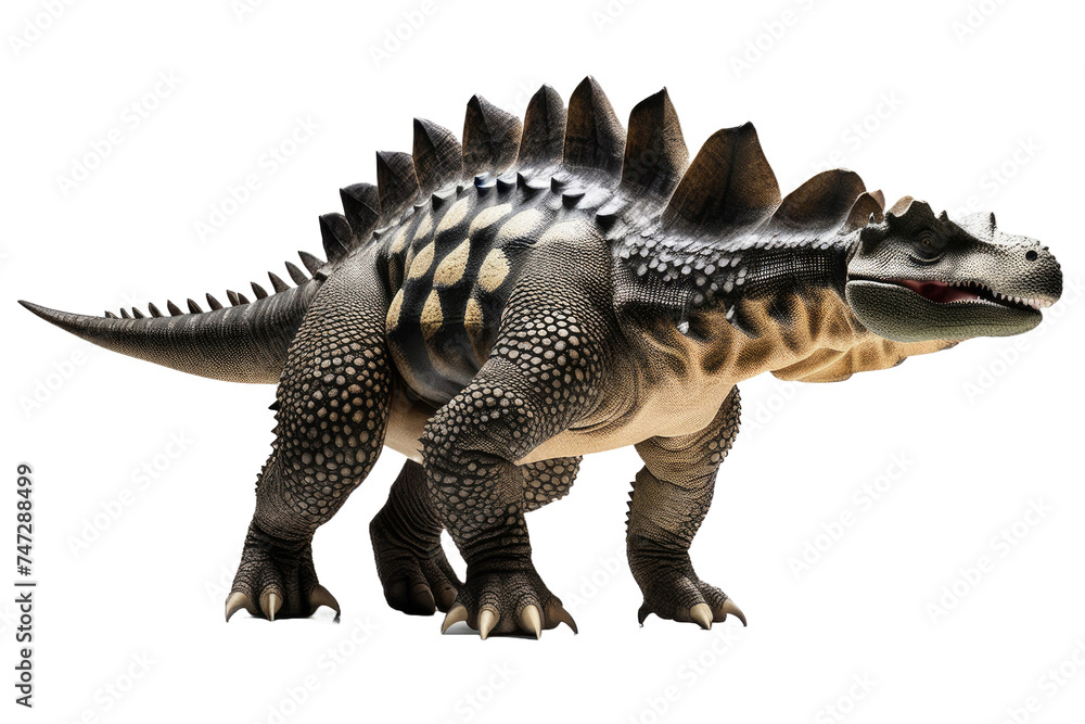 a high quality stock photograph of a Ankylosaurus dinosaur full body isolated on a white background