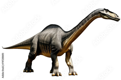 a high quality stock photograph of a Brachiosaurus dinosaur full body isolated on a white background