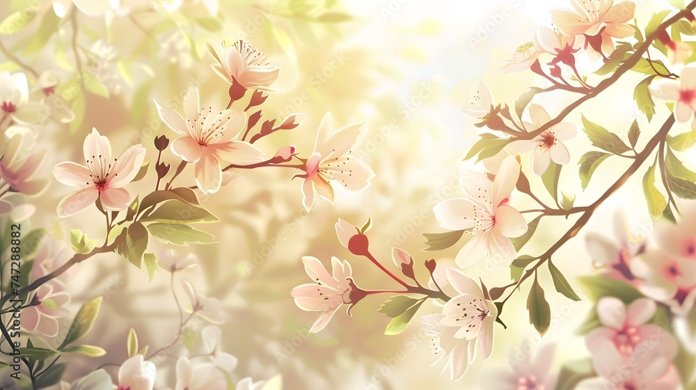 Soft Cherry Blossoms Background