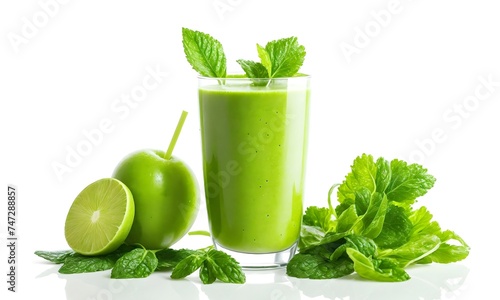 Green smoothies with beautiful presentation, drink for healthy lifestyle. 
Mixture of fruits berries juice and green vegetable, mouthwatering beverages 
in restaurants.
