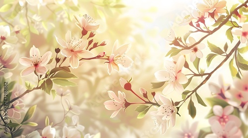 Soft Cherry Blossoms Background © HappyKris