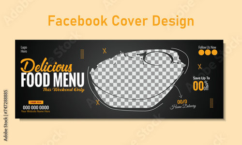 Food Facebook cover design for restaurant business ads and marketing promotion, timeline cover template