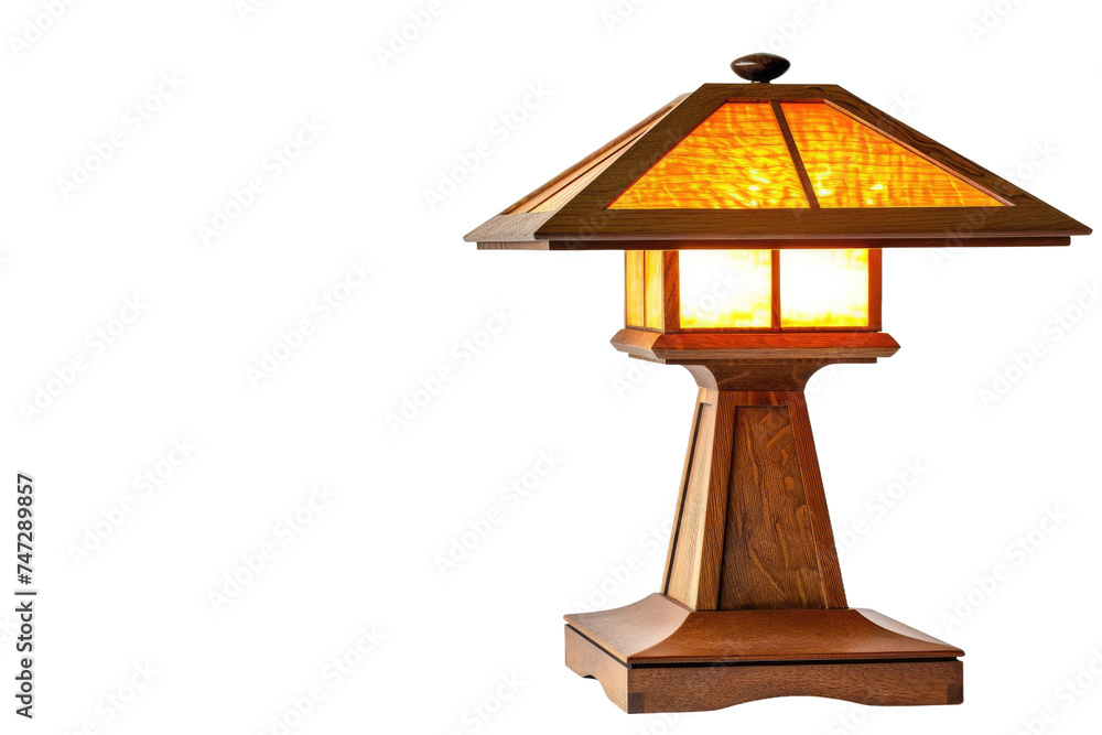 Craftsman Lamp Design on Transparent Background.