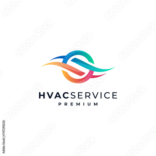 letter S and hot and cold air accents for air conditioning or HVAC maintenance logo