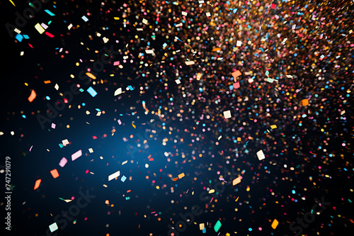 Ribbons and confetti rains down  adding excitement to the celebratory occasion with copy space