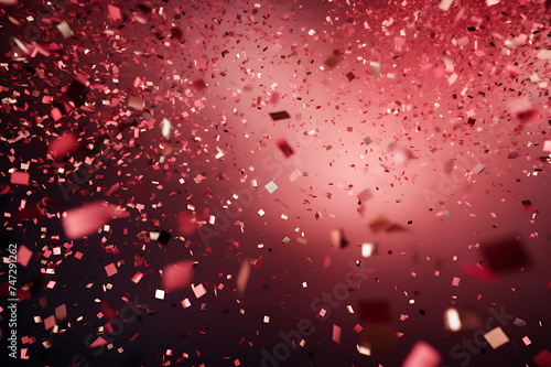 Ribbons and confetti rains down, adding excitement to the celebratory occasion with copy space