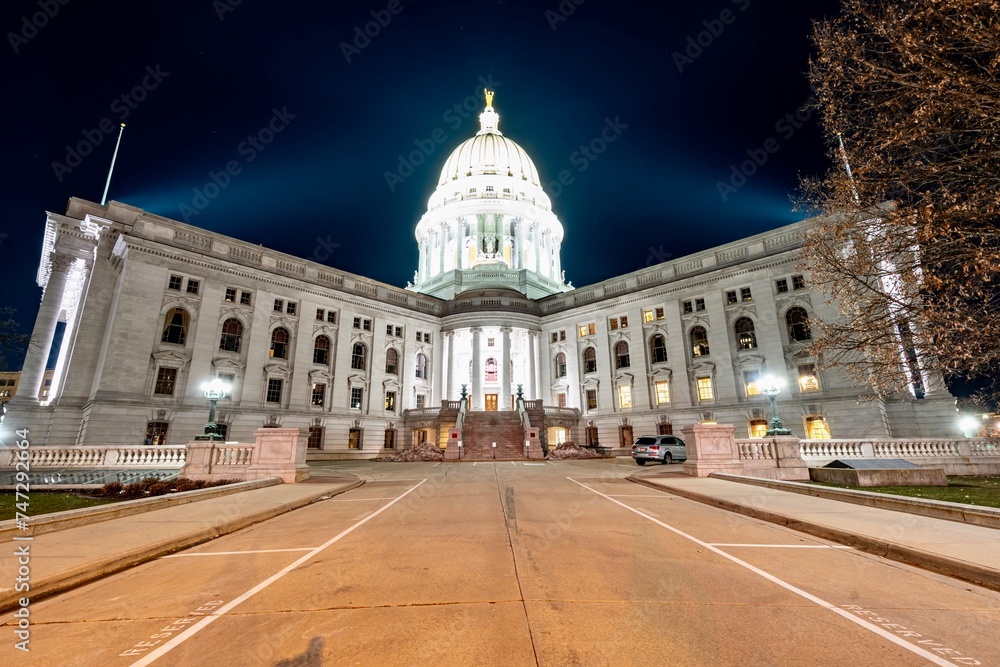 Wisconsin State Capitol on a Cold Winter Night