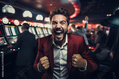 Luxurious restaurant casino las vegas vip night Generative AI poker slots cards roulette players gamers. © Tetiana