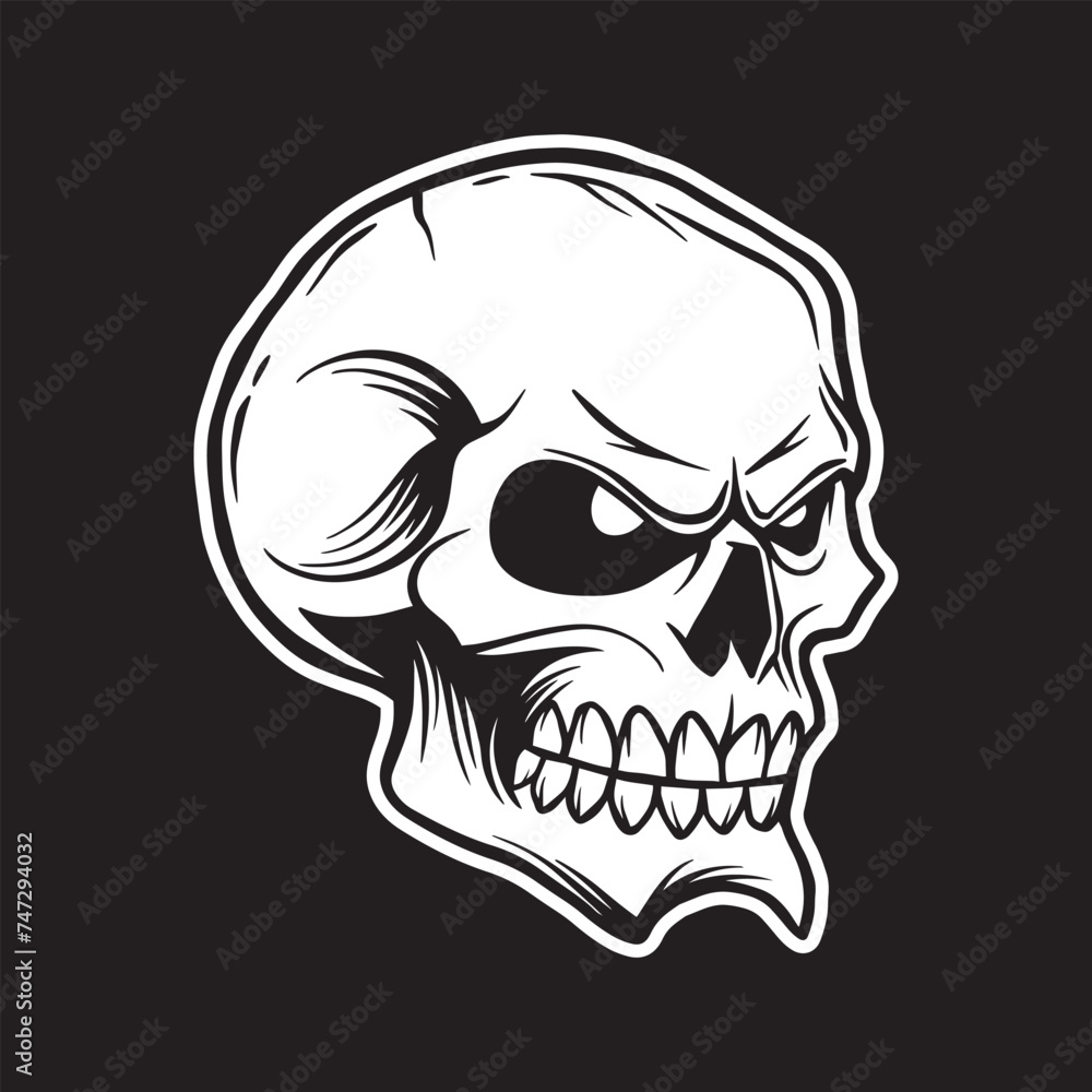 Skull art black and white hand drawn illustrations vector