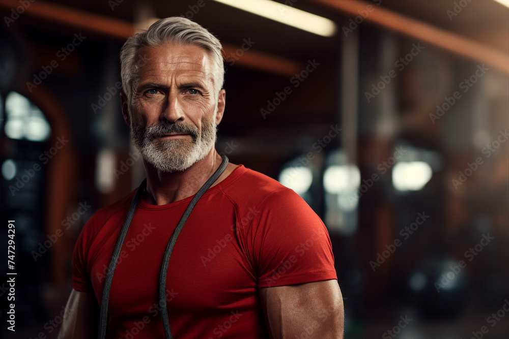 Elderly people pensioners working out in modern interior big spacious gym Generative AI illustration Elderly people pensioners working out in modern interior big spacious gym Generative AI illustration