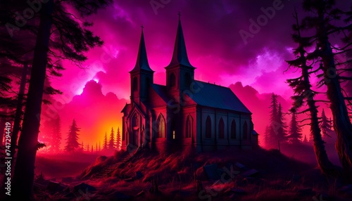gothic church in the night