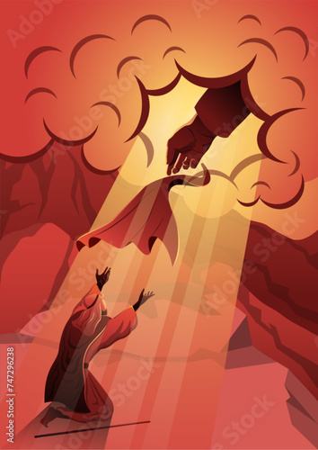 Elijah was passing the mantle to Elisha vector illustration