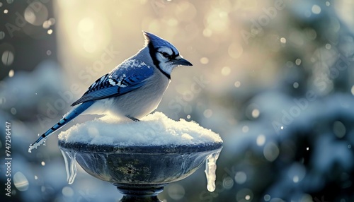 blue bird on the snow