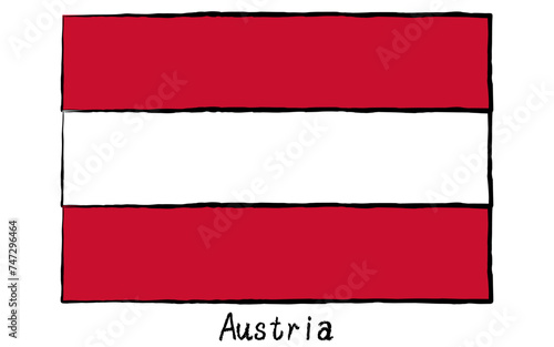 Analog hand-drawn world flag, Austria