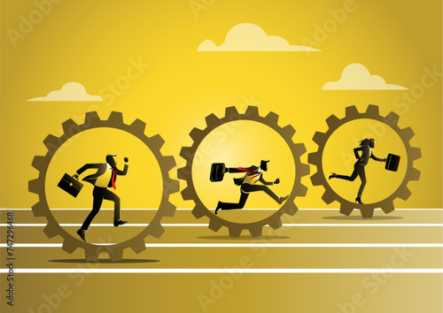 Corparate workers race as businesspeople vector illustration photo