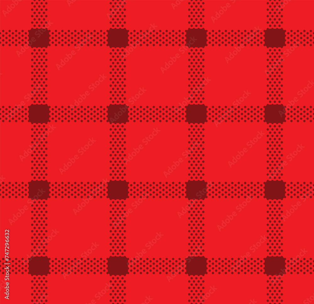 Seamless pattern with tiny dots in square grid, Black dot on red background. Seamless pattern with tiny dots in square grid, Black dot on red background.