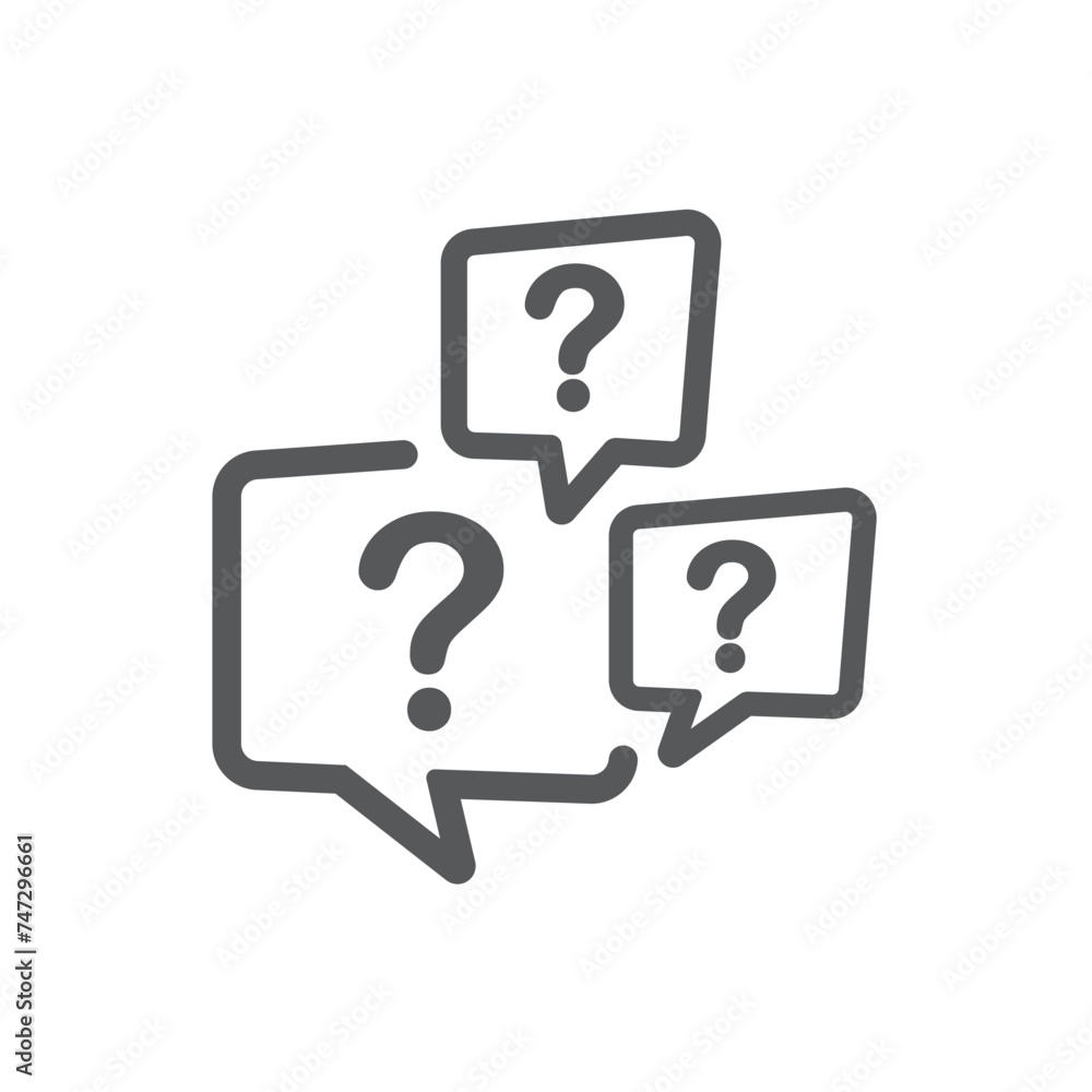 Illustration of exclamation and question mark in speech bubble, icon. Illustration of exclamation and question mark in speech bubble, icon.