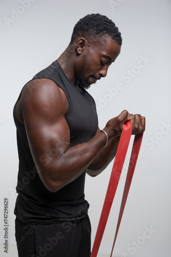 Man training with resistance band