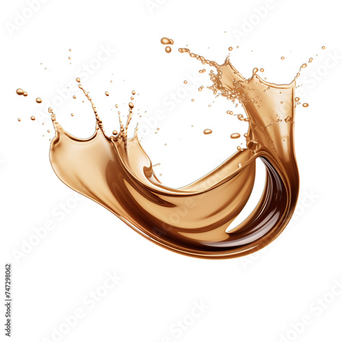 Refreshing cold brew coffee splash isolated on a transparent background, showcasing the dynamic motion and cool refreshment of summer's favorite drink.