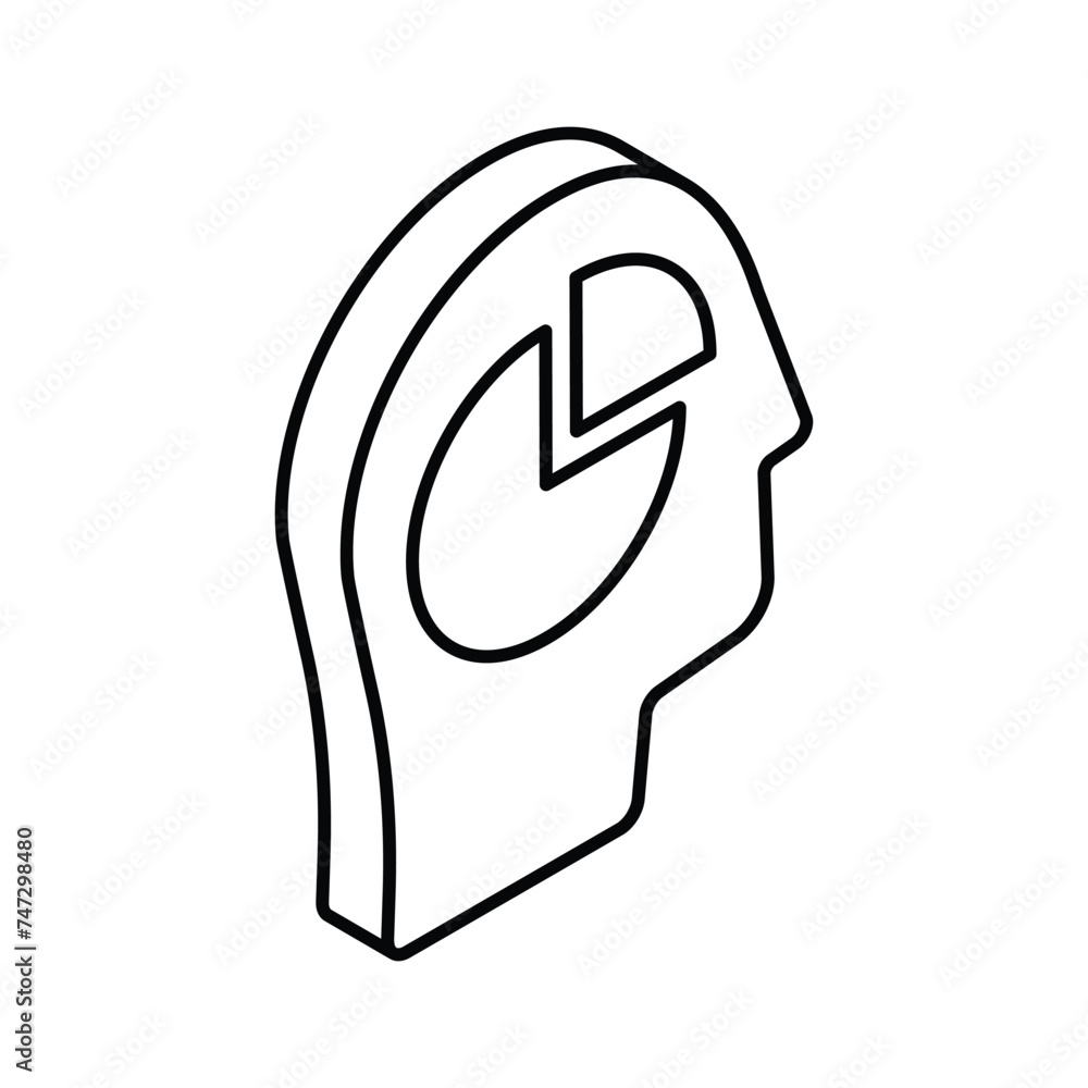 Pie chart inside human mind showing concept icon of analytical mind Pie chart inside human mind showing concept icon of analytical mind